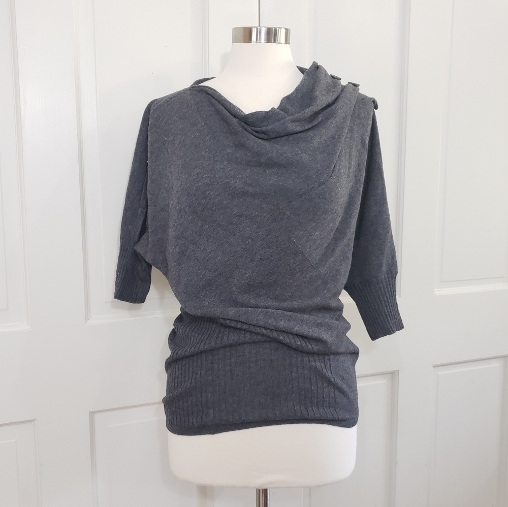 CASHMERE Cowl Neck Grey Sweater